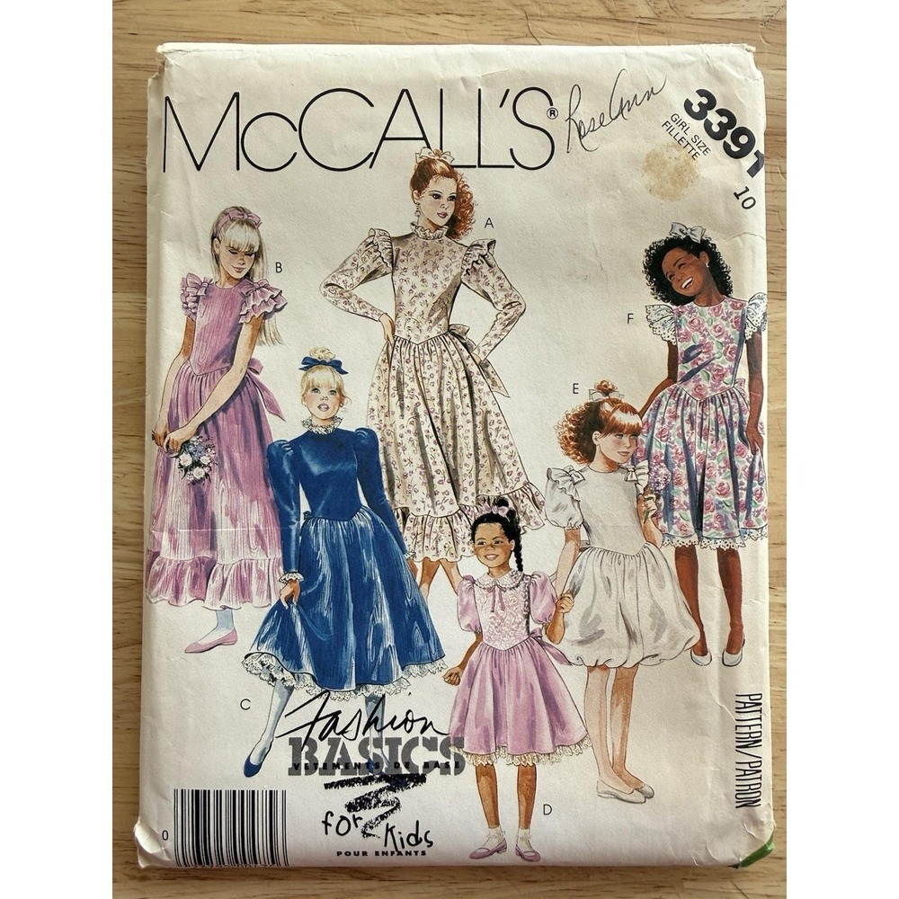 McCall's Fashion Basics For Kids Pattern 3391 Dress & Attached Petticoat Size 10